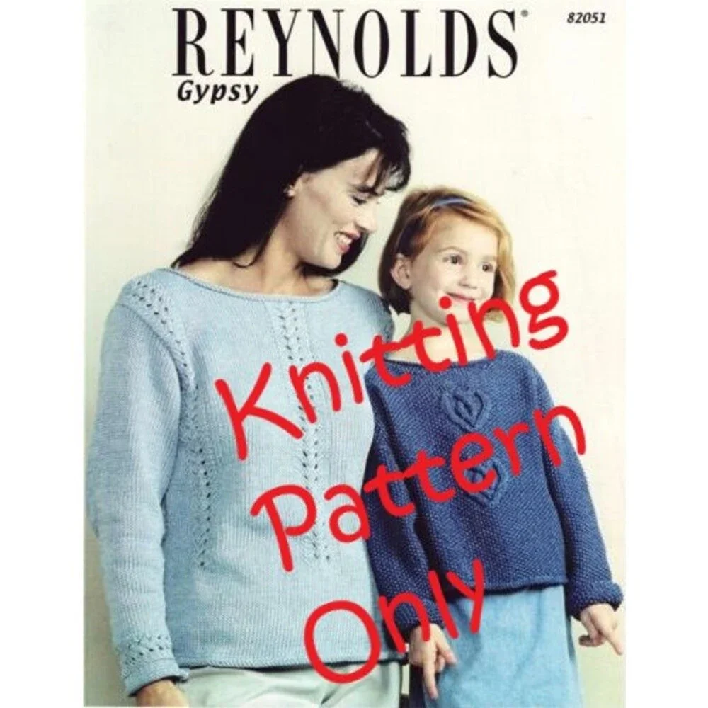 New 2001 Norah Gaughn Reynolds Gypsy Cable Heart Pullover 82051 Knitting Pattern